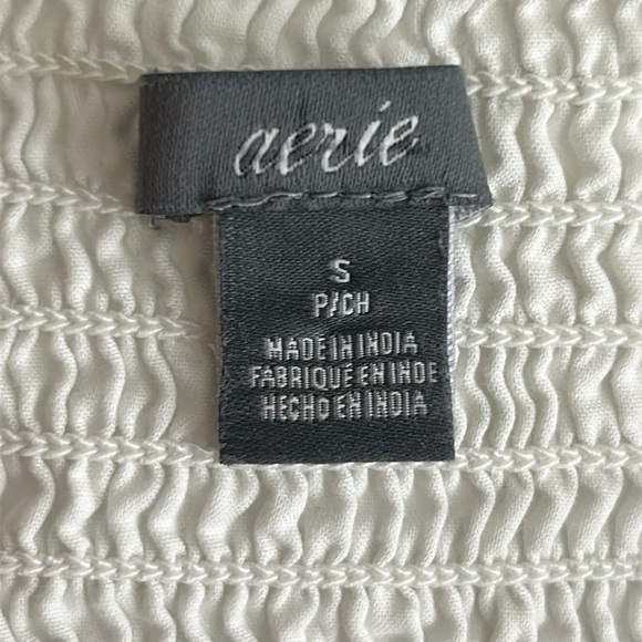 Aerie White Cutout Tie Front Cotton Eyelet Smocked Back Romper Size S - Picture 7 of 16